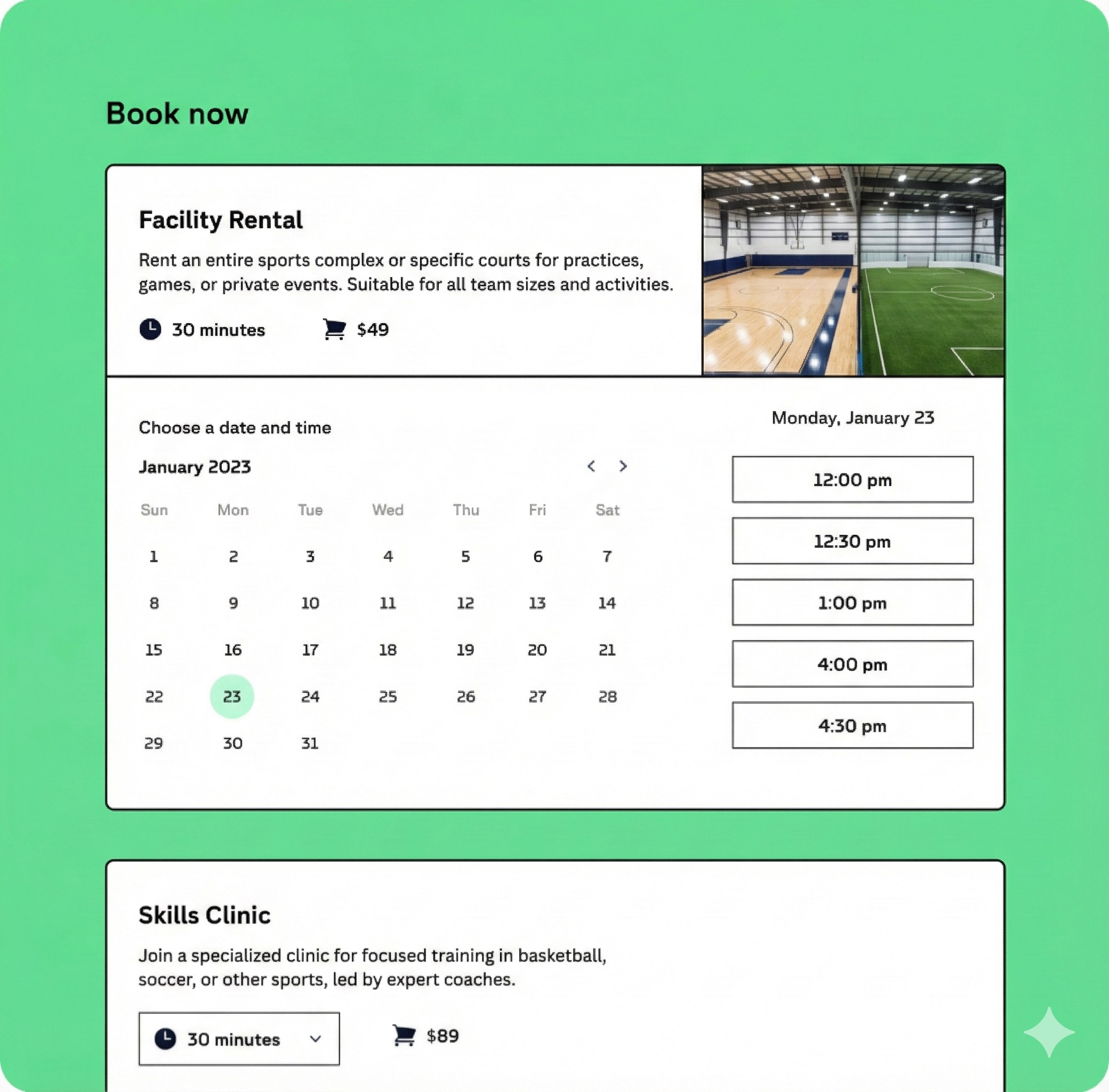 Recurring booking setup