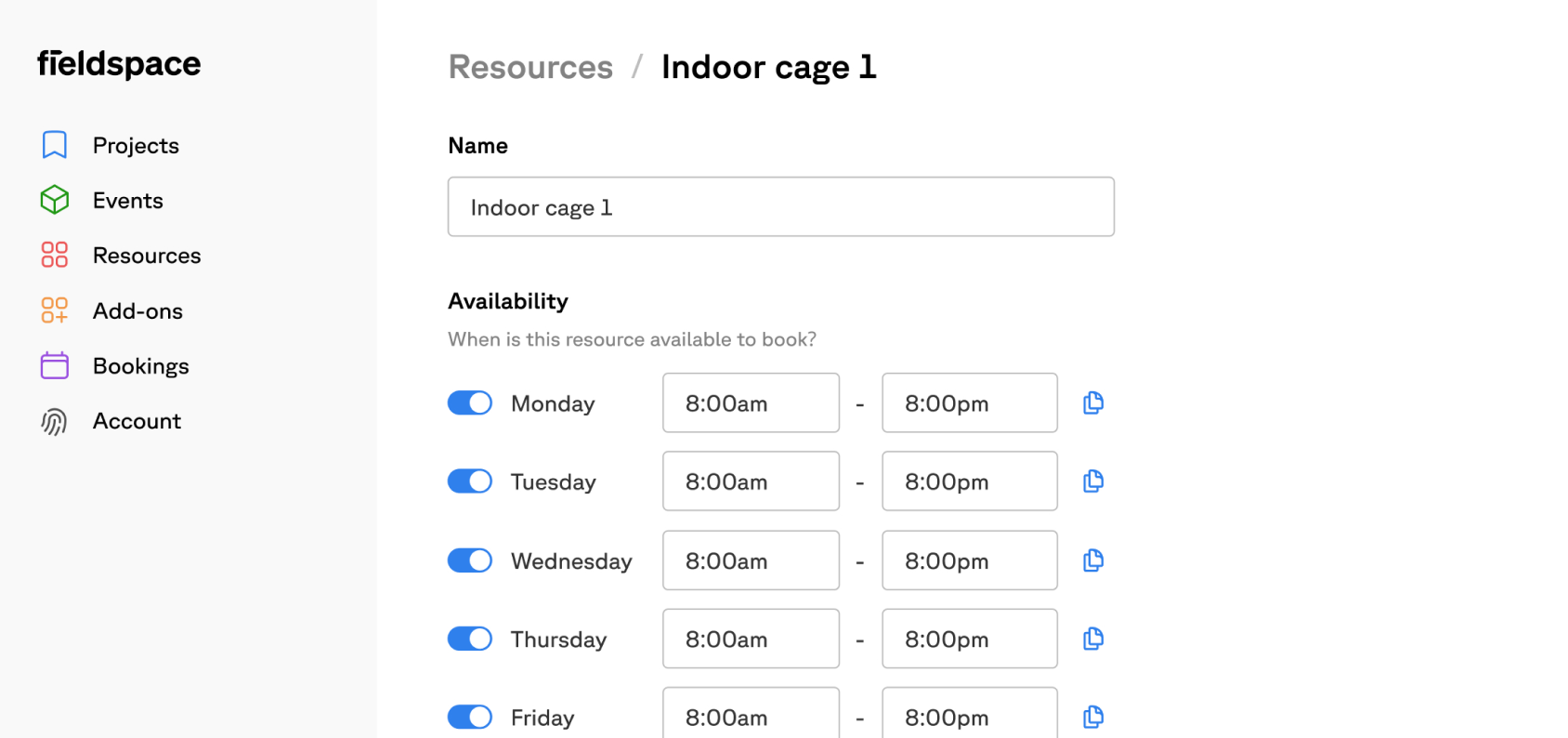Resource management interface